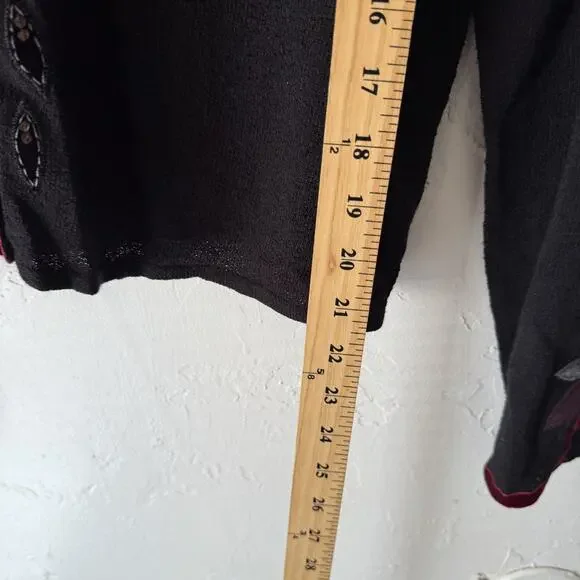 J Jill Sweater Y2k‎ Whimsigoth Medium Petite Floral Embroidered Button Cardigan - Picture 6 of 9